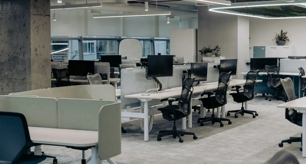 Commercial office interior with professional workspace furniture