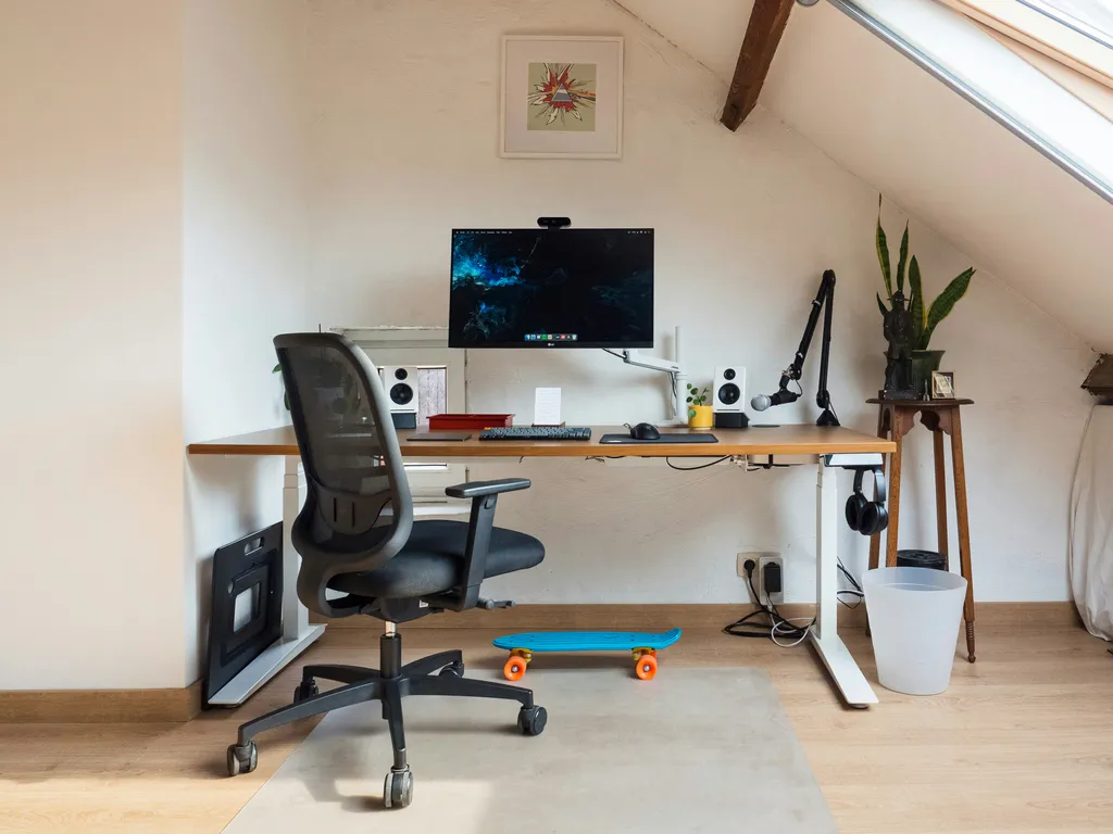 Office desk and workstation setup for commercial workspace